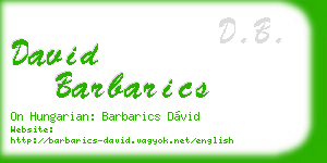david barbarics business card